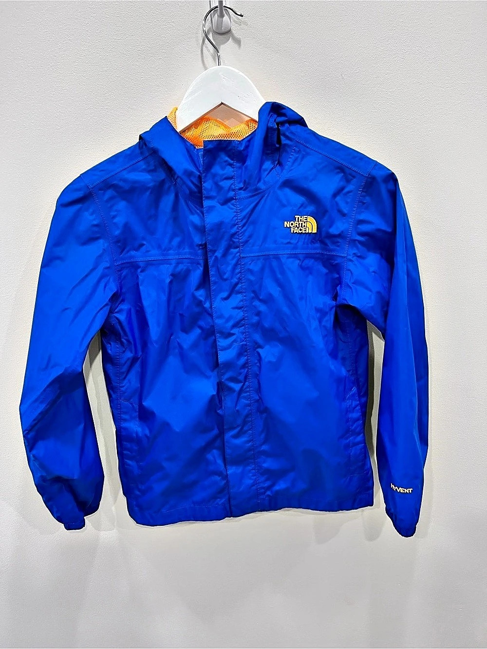 The North Face Youth M 10/12 HyVent Blue Hooded Rain Jacket Windbreaker